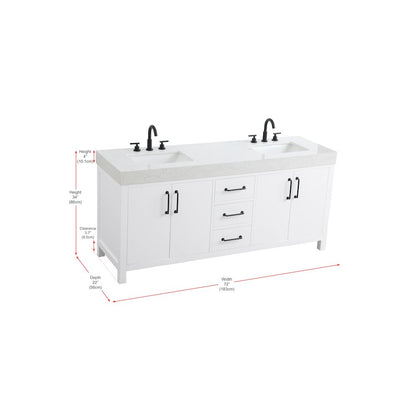 72 inch Double Bathroom Vanity In White