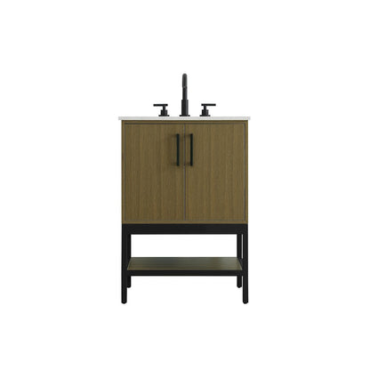 24 Inch Single Bathroom Vanity In Chestnut Brown