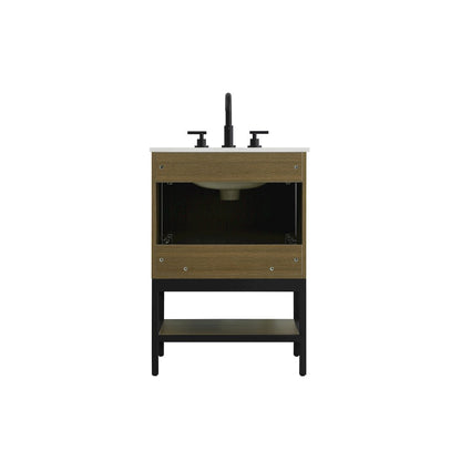 24 Inch Single Bathroom Vanity In Chestnut Brown