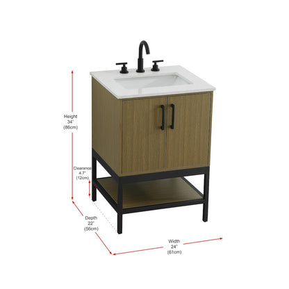 24 Inch Single Bathroom Vanity In Chestnut Brown
