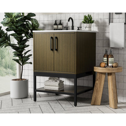24 Inch Single Bathroom Vanity In Chestnut Brown
