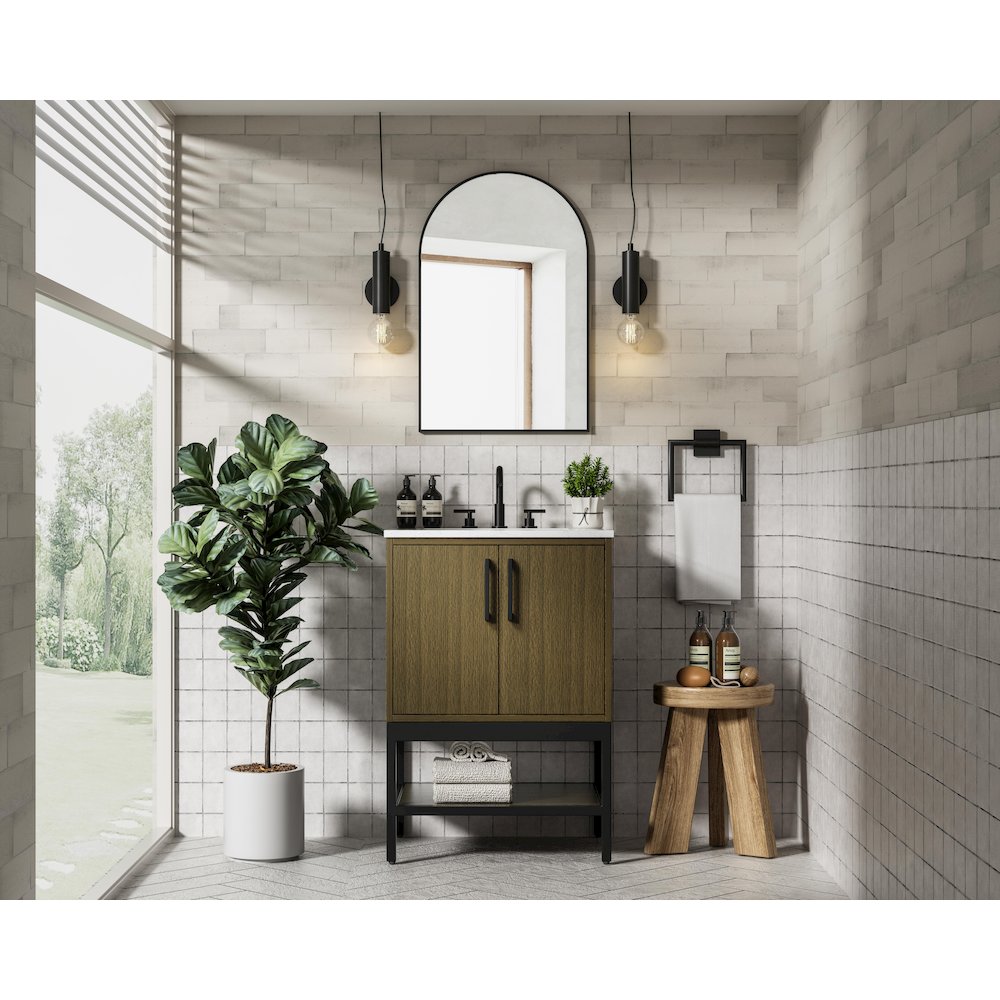 24 Inch Single Bathroom Vanity In Chestnut Brown