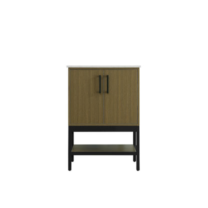 24 Inch Single Bathroom Vanity In Chestnut Brown