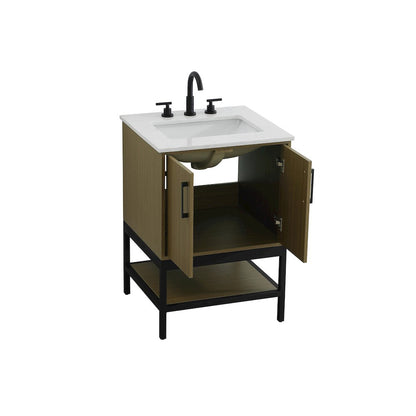 24 Inch Single Bathroom Vanity In Chestnut Brown