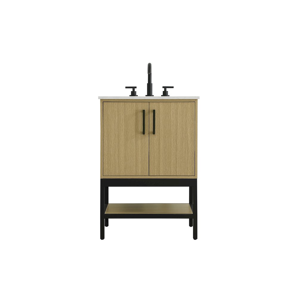 24 Inch Single Bathroom Vanity In Honey Brown