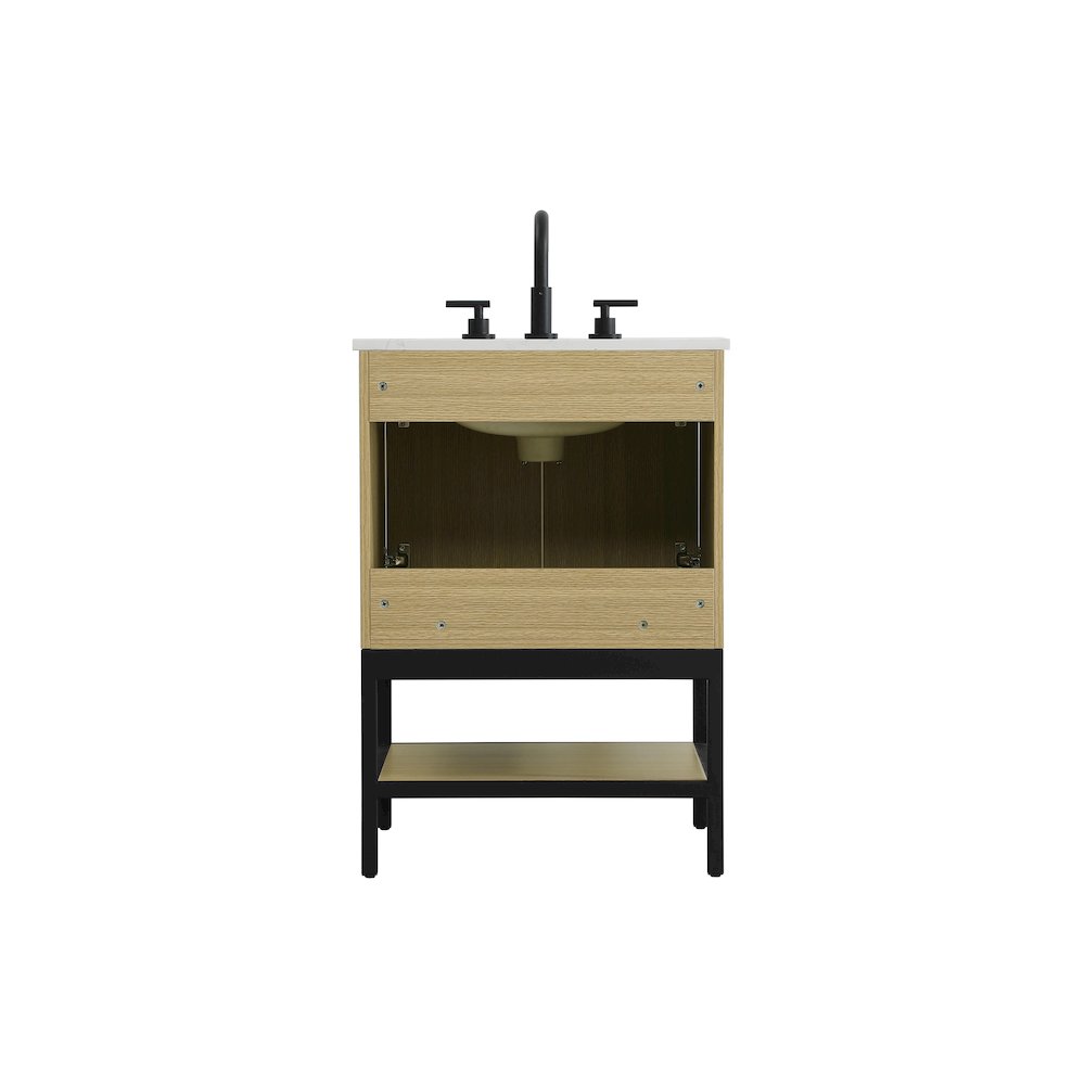 24 Inch Single Bathroom Vanity In Honey Brown