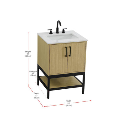 24 Inch Single Bathroom Vanity In Honey Brown