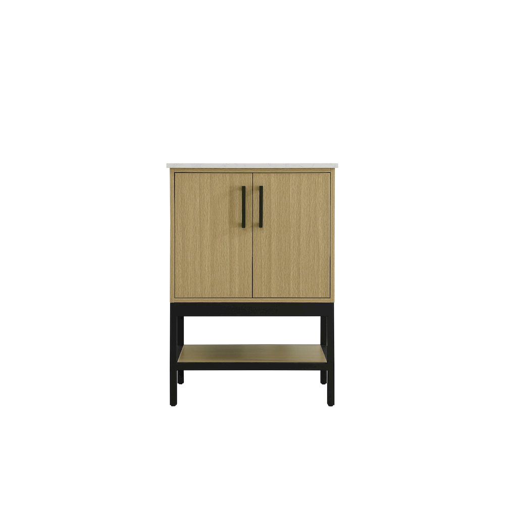 24 Inch Single Bathroom Vanity In Honey Brown