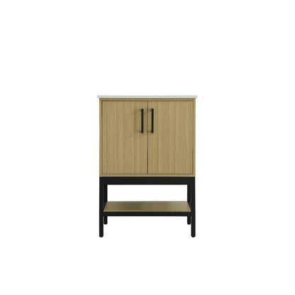 24 Inch Single Bathroom Vanity In Honey Brown