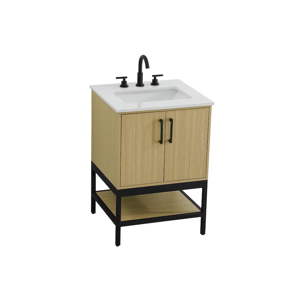 24 Inch Single Bathroom Vanity In Honey Brown