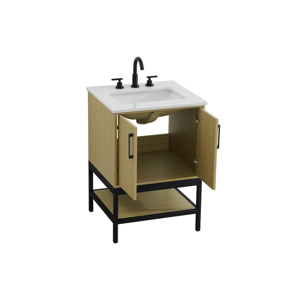 24 Inch Single Bathroom Vanity In Honey Brown