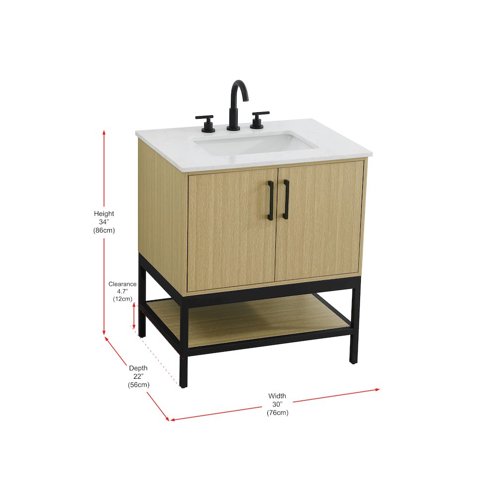 30 Inch Single Bathroom Vanity In Honey Brown