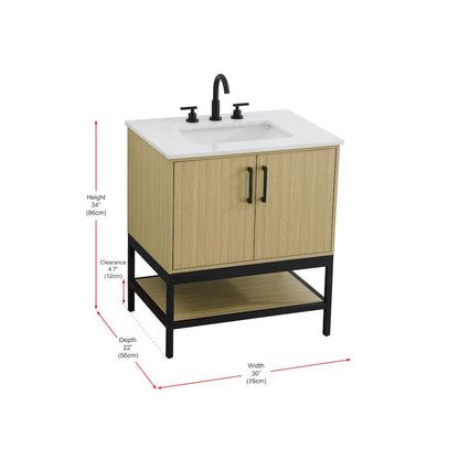 30 Inch Single Bathroom Vanity In Honey Brown