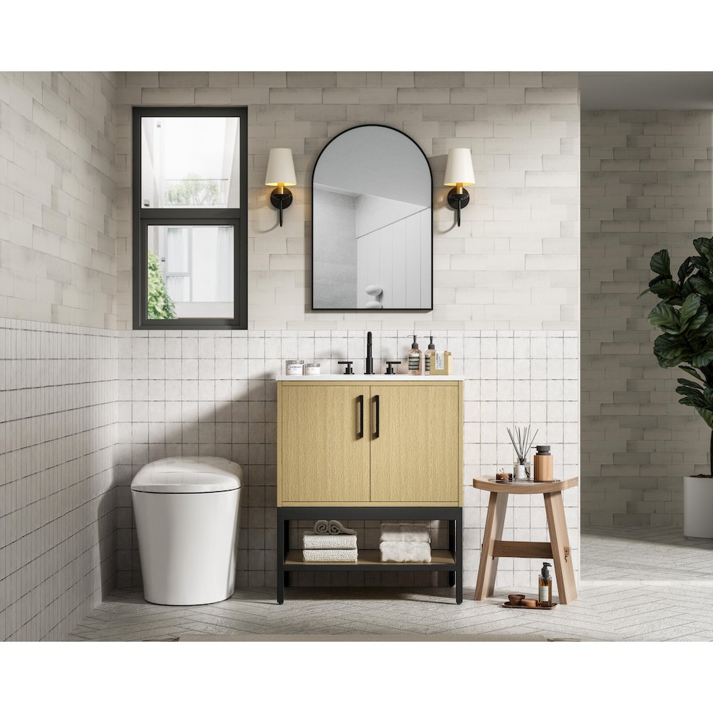 30 Inch Single Bathroom Vanity In Honey Brown