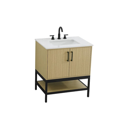 30 Inch Single Bathroom Vanity In Honey Brown