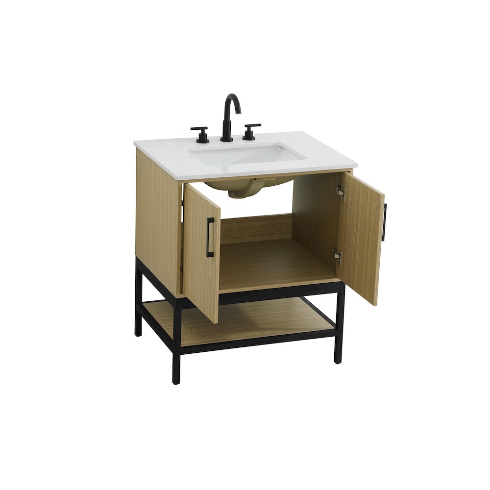 30 Inch Single Bathroom Vanity In Honey Brown