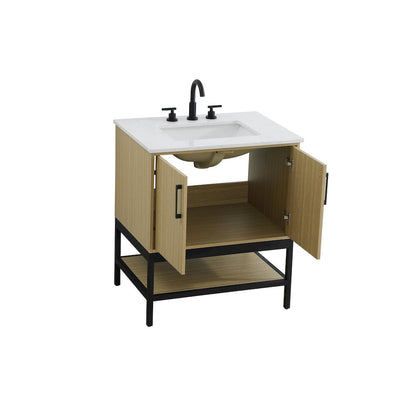30 Inch Single Bathroom Vanity In Honey Brown