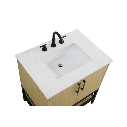 30 Inch Single Bathroom Vanity In Honey Brown