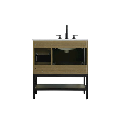 32 Inch Single Bathroom Vanity In Chestnut Brown
