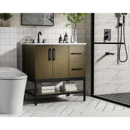 32 Inch Single Bathroom Vanity In Chestnut Brown