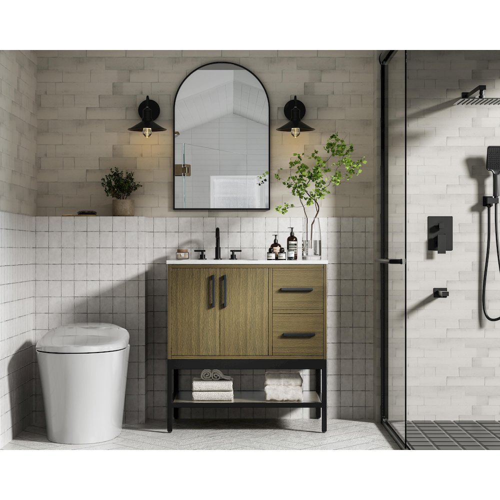 32 Inch Single Bathroom Vanity In Chestnut Brown