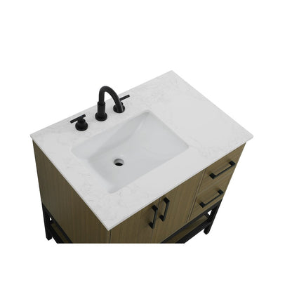 32 Inch Single Bathroom Vanity In Chestnut Brown