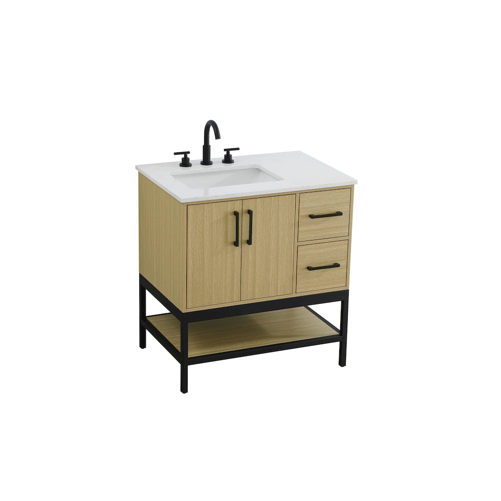 32 Inch Single Bathroom Vanity In Honey Brown