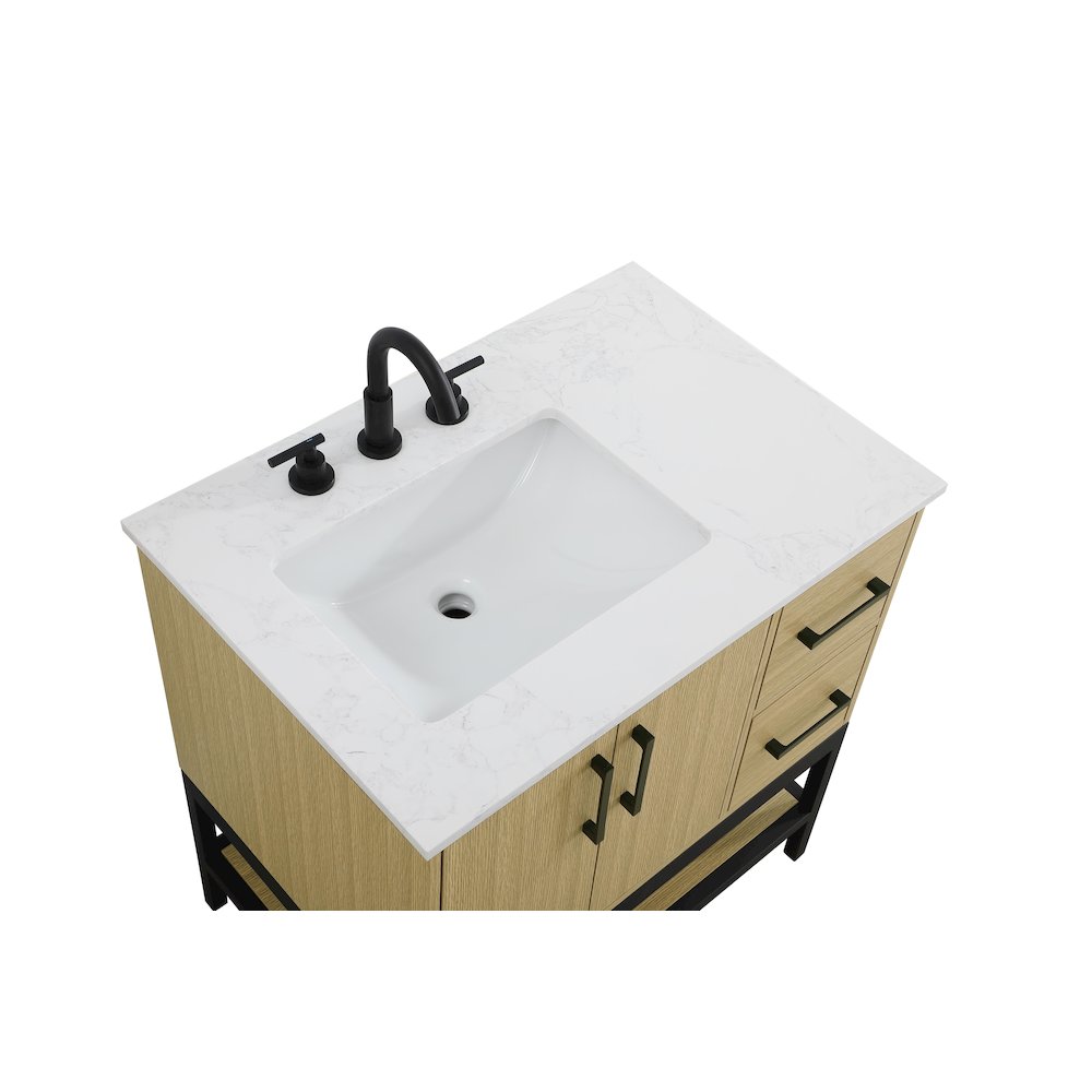 32 Inch Single Bathroom Vanity In Honey Brown