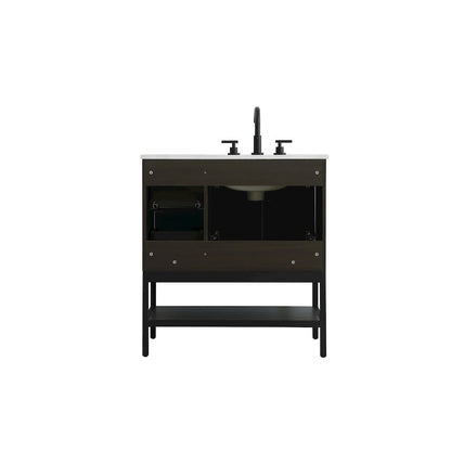 32 Inch Single Bathroom Vanity In Mocha Brown