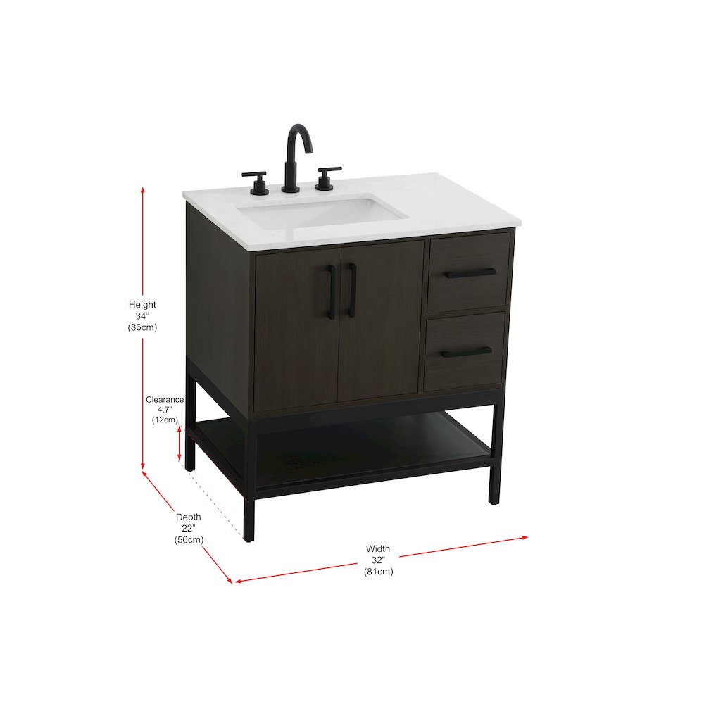 32 Inch Single Bathroom Vanity In Mocha Brown