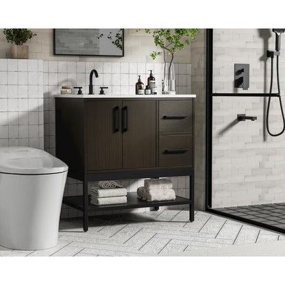 32 Inch Single Bathroom Vanity In Mocha Brown