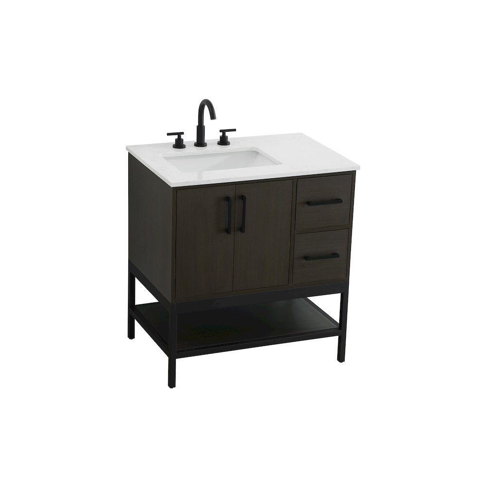 32 Inch Single Bathroom Vanity In Mocha Brown