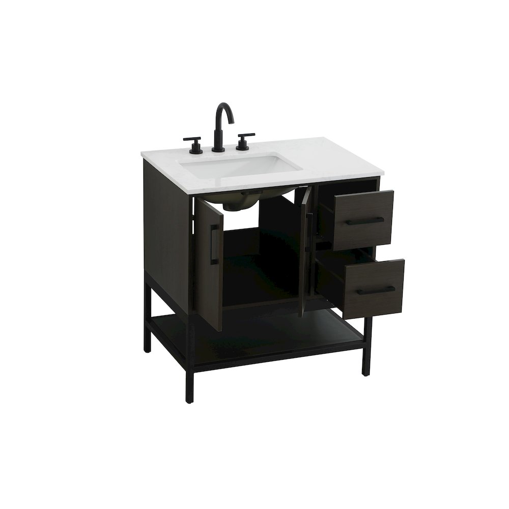32 Inch Single Bathroom Vanity In Mocha Brown