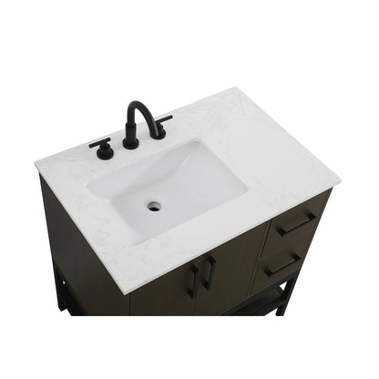 32 Inch Single Bathroom Vanity In Mocha Brown