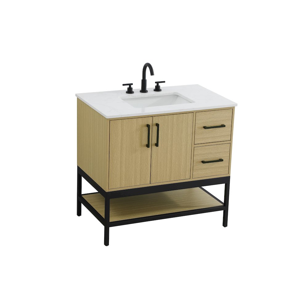36 Inch Single Bathroom Vanity In Honey Brown