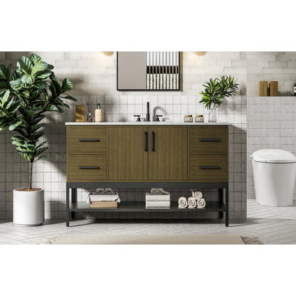 54 Inch Single Bathroom Vanity In Chestnut Brown