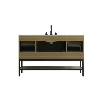 54 Inch Single Bathroom Vanity In Chestnut Brown