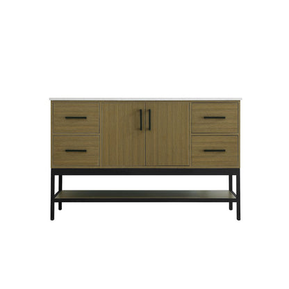 54 Inch Single Bathroom Vanity In Chestnut Brown
