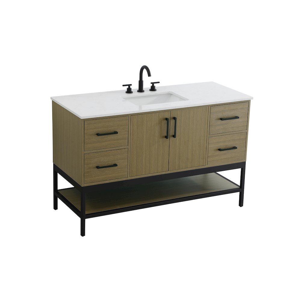 54 Inch Single Bathroom Vanity In Chestnut Brown