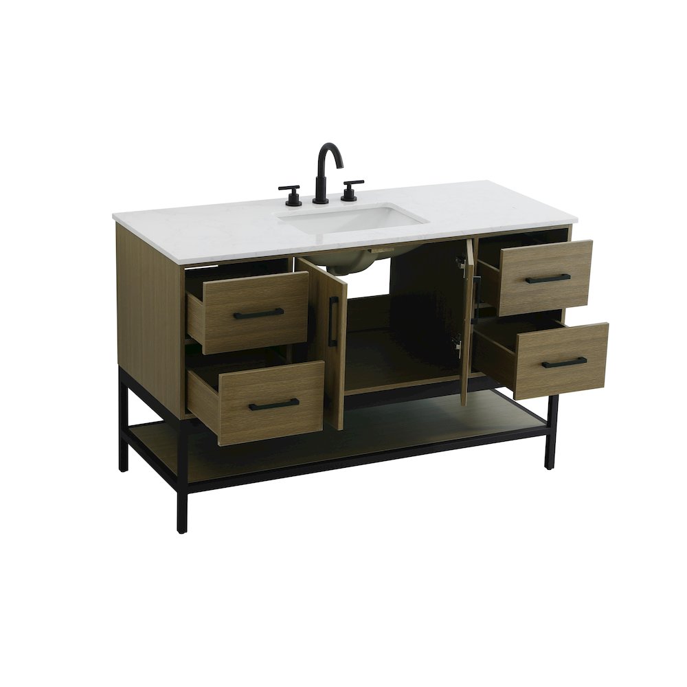 54 Inch Single Bathroom Vanity In Chestnut Brown