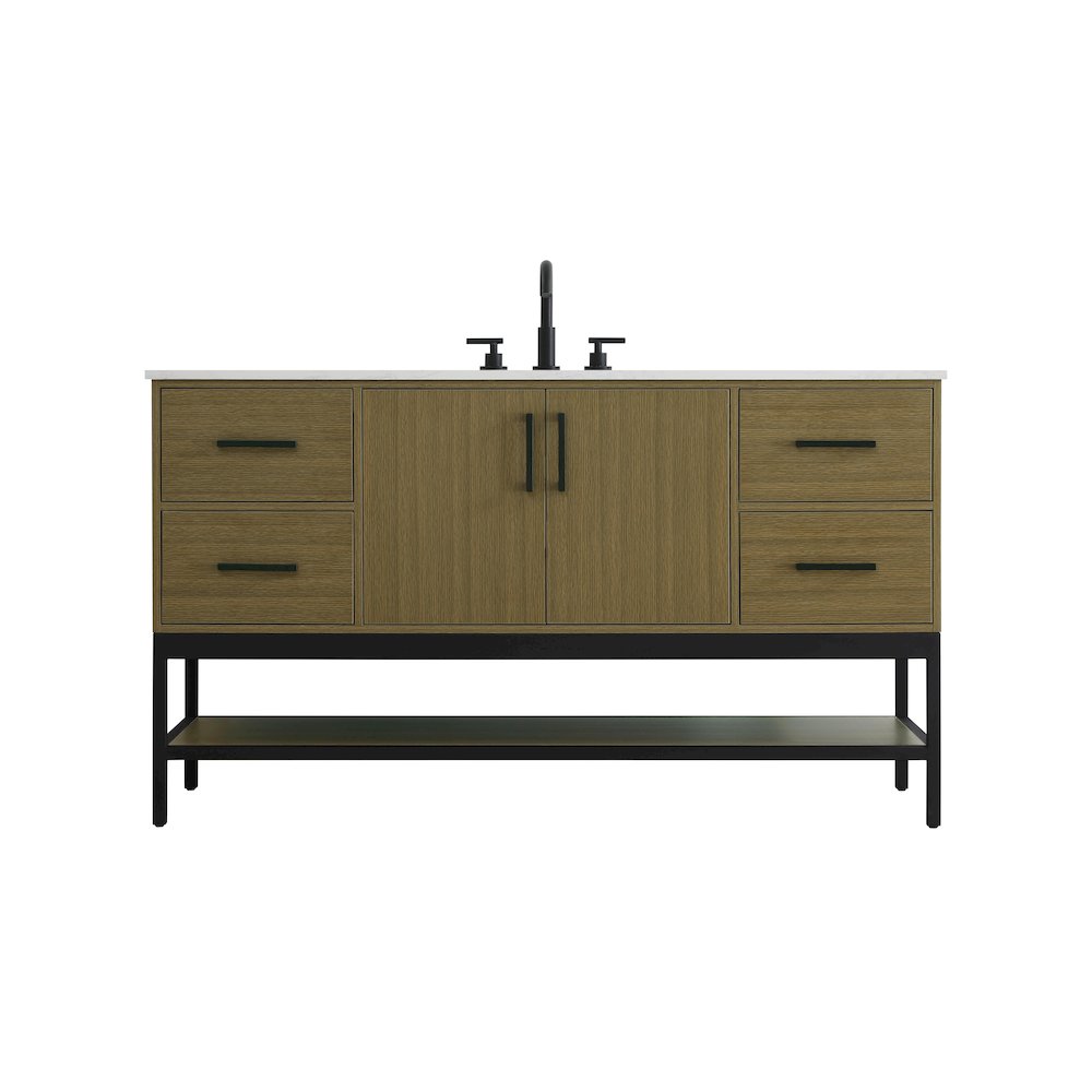 60 Inch Single Bathroom Vanity In Chestnut Brown