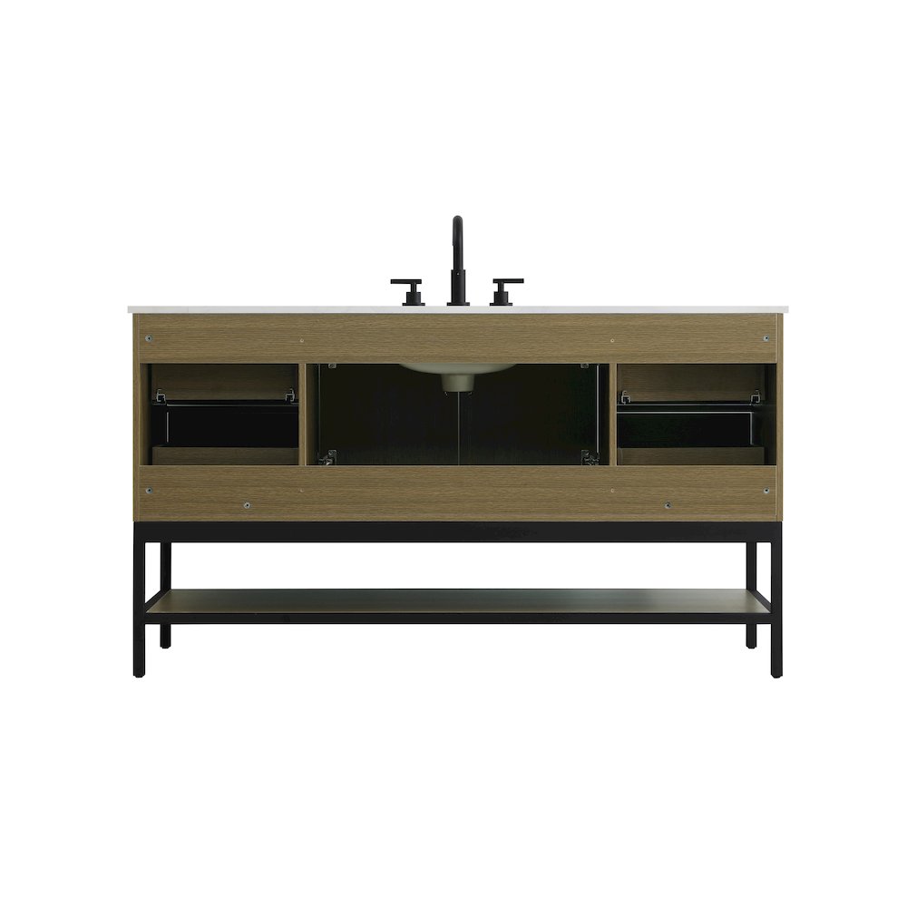60 Inch Single Bathroom Vanity In Chestnut Brown