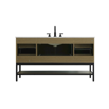 60 Inch Single Bathroom Vanity In Chestnut Brown