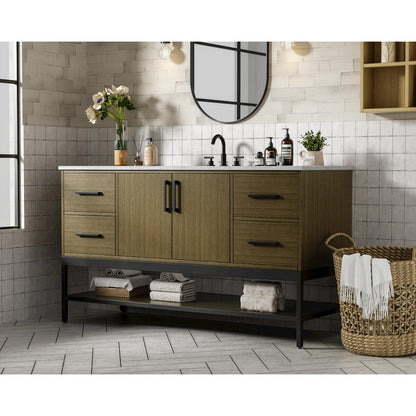 60 Inch Single Bathroom Vanity In Chestnut Brown