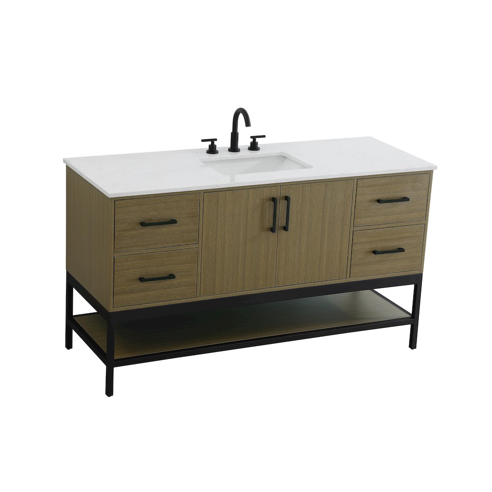 60 Inch Single Bathroom Vanity In Chestnut Brown