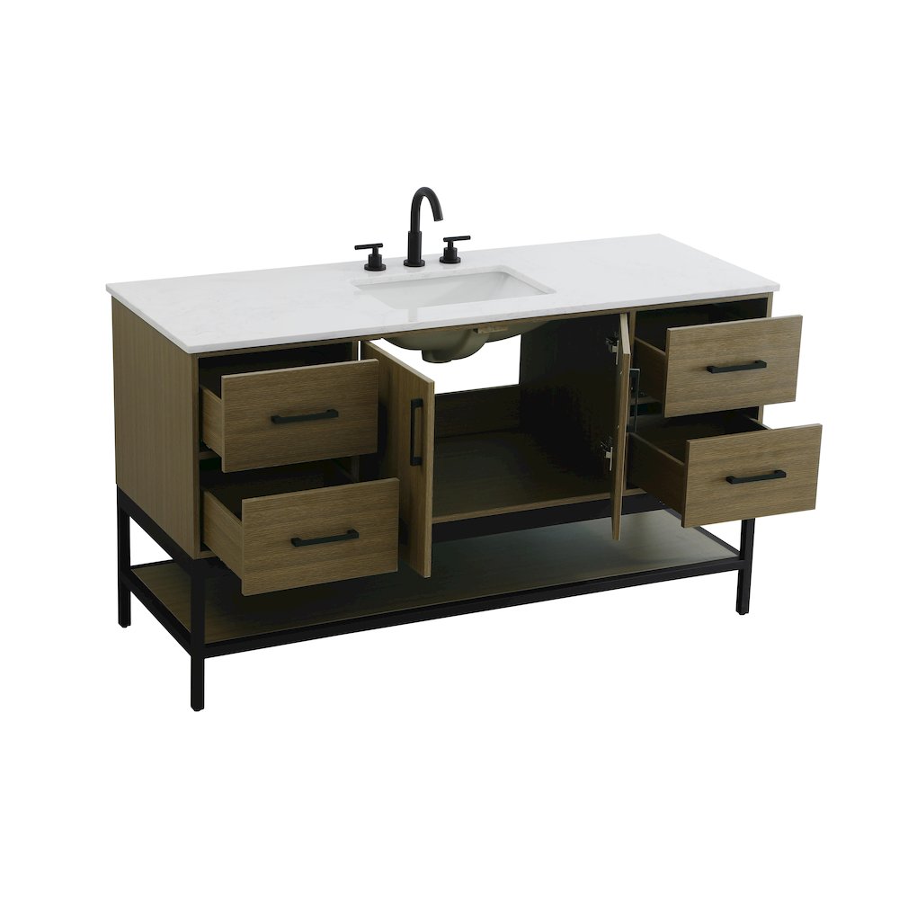 60 Inch Single Bathroom Vanity In Chestnut Brown