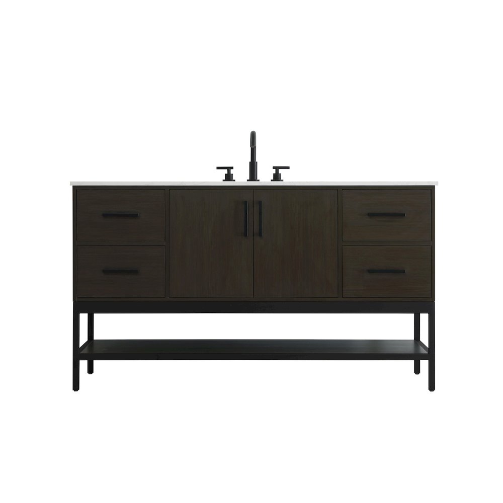 60 Inch Single Bathroom Vanity In Mocha Brown