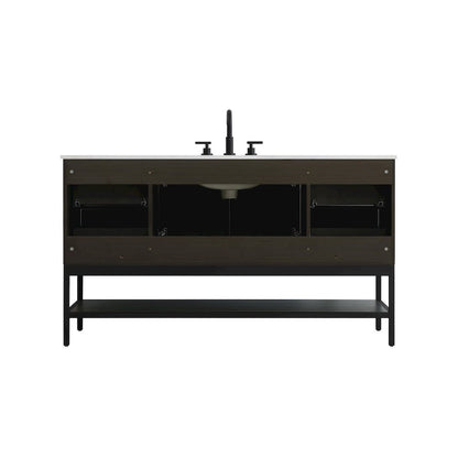 60 Inch Single Bathroom Vanity In Mocha Brown