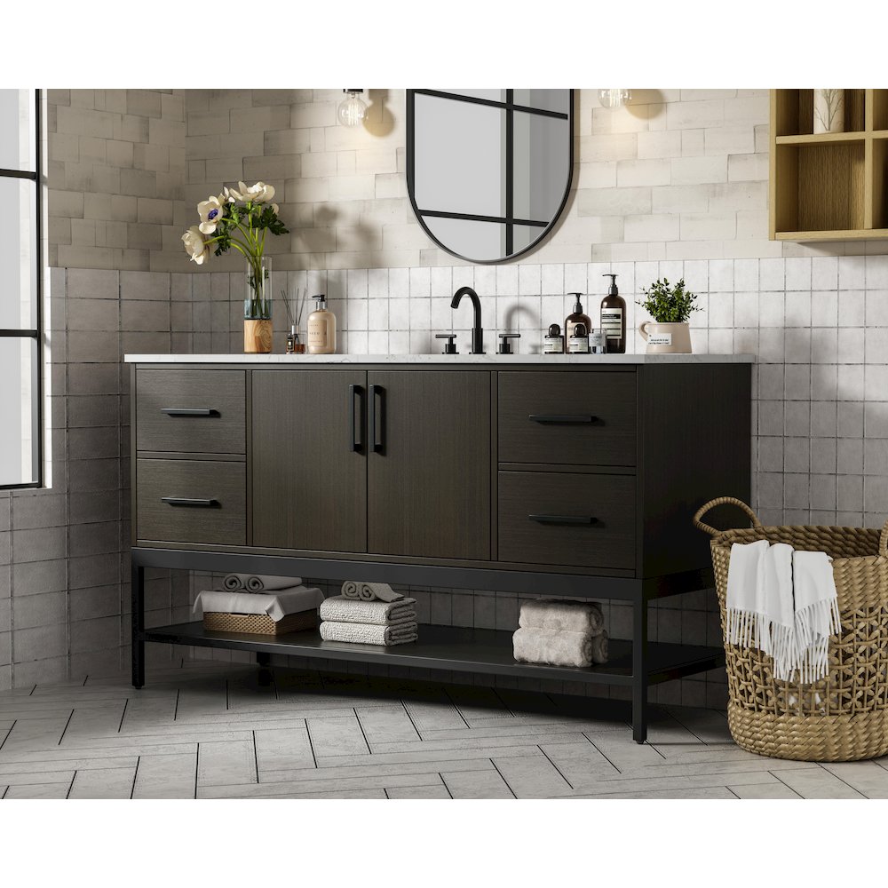 60 Inch Single Bathroom Vanity In Mocha Brown
