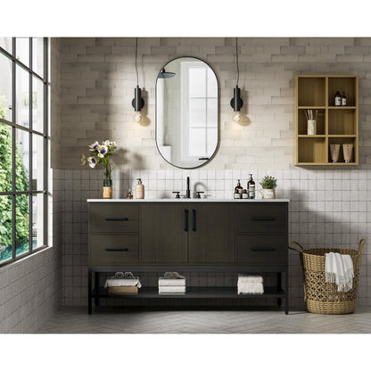 60 Inch Single Bathroom Vanity In Mocha Brown